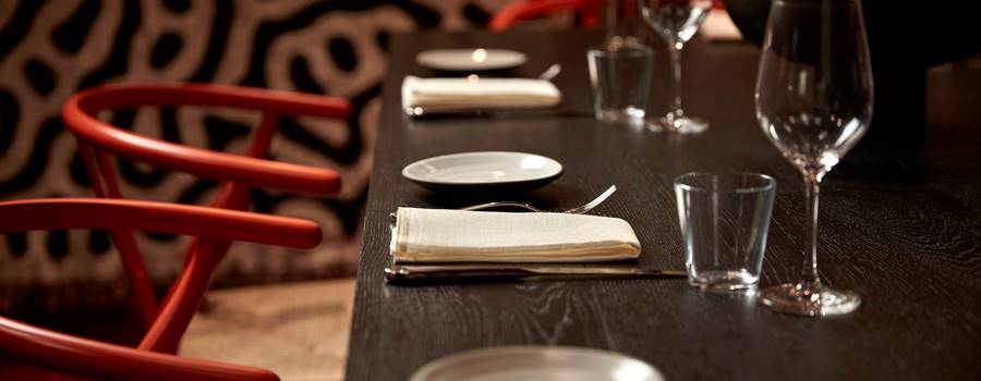 Close up of a table set for dining